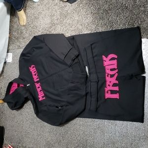 Black & Pink Track Pants - 'Freak' Graphic Joggers